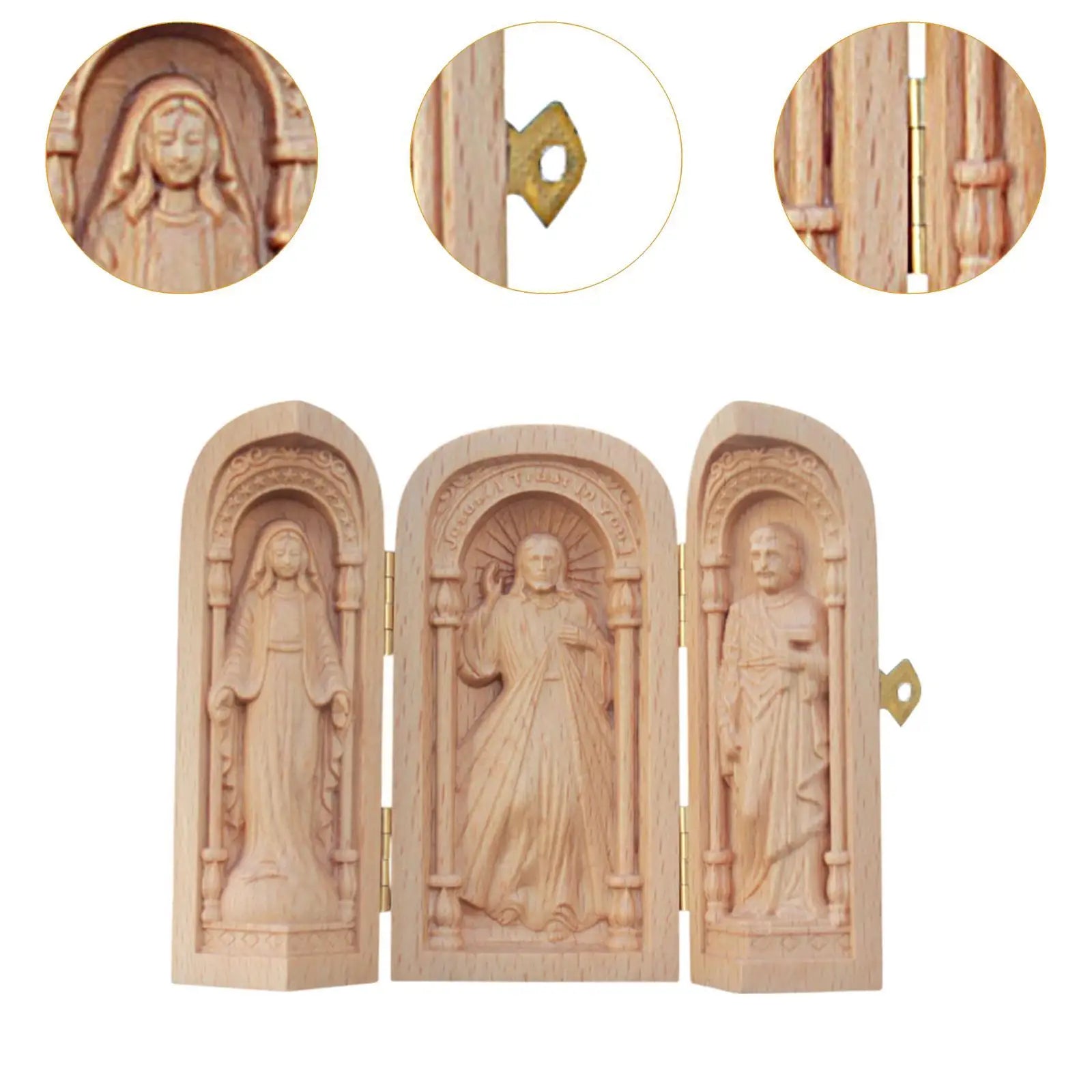 Catholic wooden statue home prayer ornament for cabinet decor centerpiece - religious (christian)