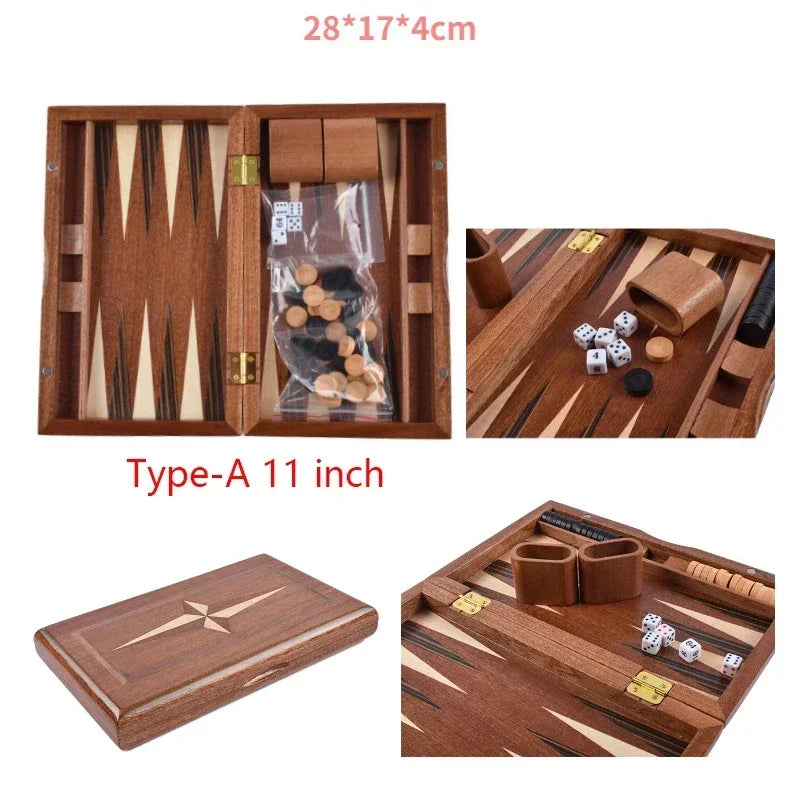 11-17 inch wooden backgammon luxury chess set foldable large board handmade professional family table game gift - 11