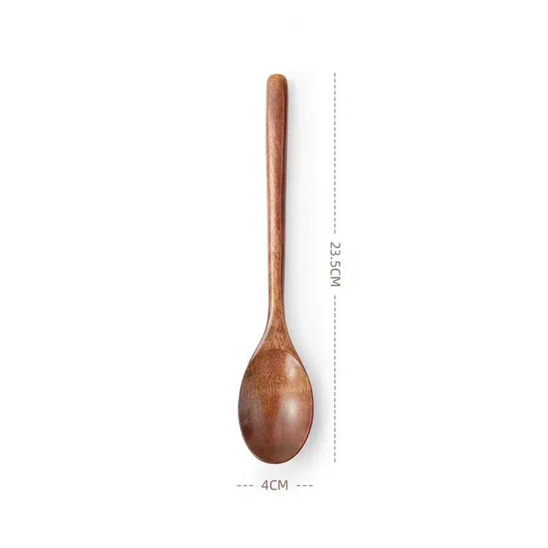 1/2pcs wooden spoon kitchen cooking utensil tools soup tea tableware catering tool coffee honey - brown / france