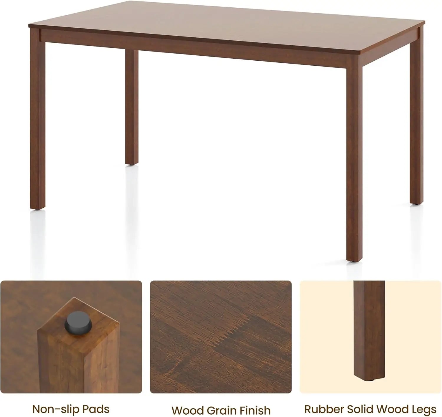 Royalcraft wood dining table for 4-6 people farmhouse rectangular kitchen 300lbs capacity modern dinette brown - united