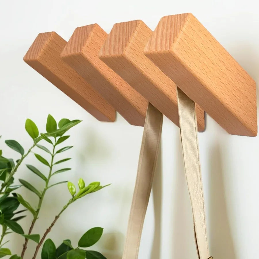 Handmade stylish wooden coat hooks 4pack wall mounted for hanging towels bags hats heavy duty tural wood entryway
