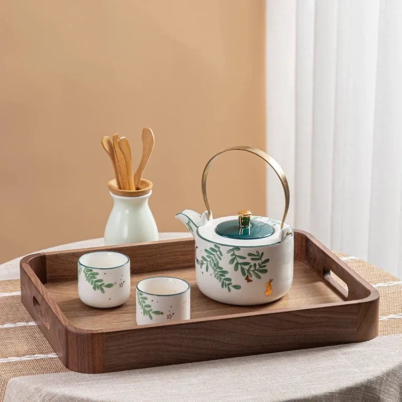 Wooden food tray walnut tea deluxe serving home tableware storage accessories coffee dessert snack