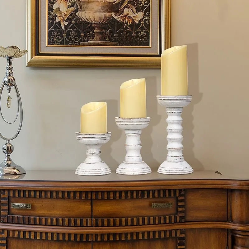 New style retro wooden candle holder 3-piece set container desktop decoration home decor wedding