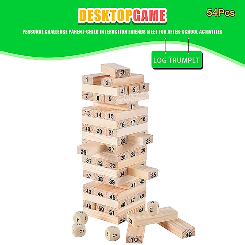 Solid wood puzzle stacked high stack tower drawing block children’s parent-child interactive board game - stacking