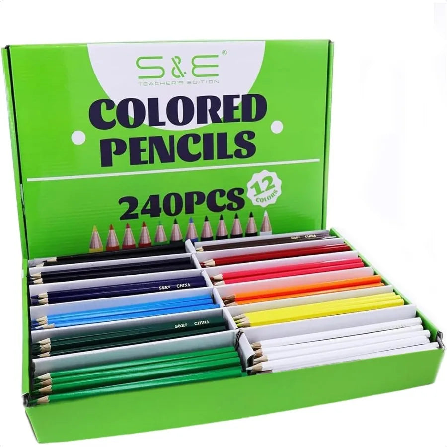 Colored pencils bulk 12 assorted colors coloring set for adults drawing sketch back to school woodcase lead - united