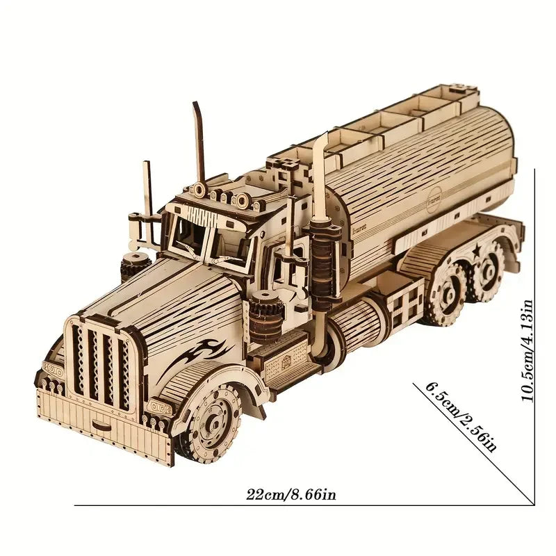 3d wooden puzzles oil tank truck assembly model kitdetailed diy engineering vehicle stress relief puzzle toy & creative