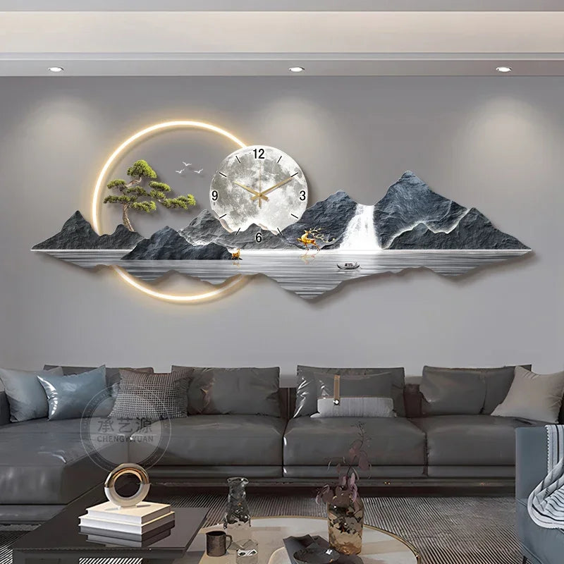 Large led wall clocks art mural luxury wooden restaurant nordic minimalist watch fashion relogio de parede room