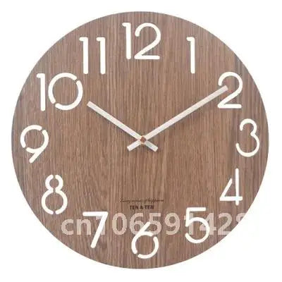 Nordic retro wooden wall clock corridor living room decoration solid wood quiet clocks hanging watch cafe store home