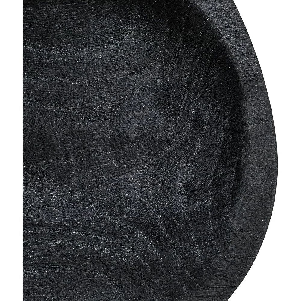Hand-carved paulownia wood decorative bowl matte black finish organization display unique home decor accent piece