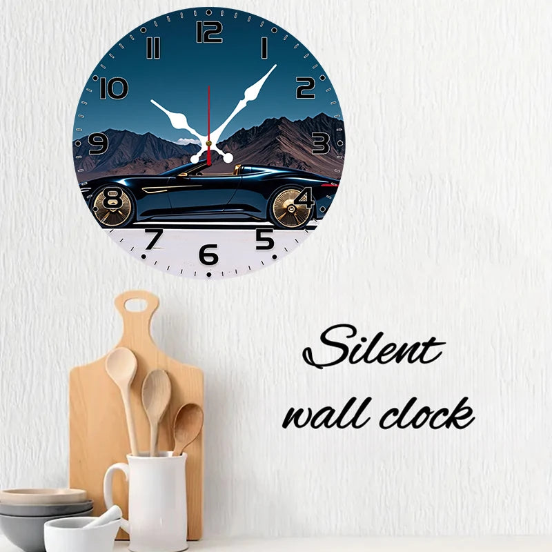 Transportation wooden round silent hanging wall clock,suitable for living room,office,study room,bedroom,home decoration