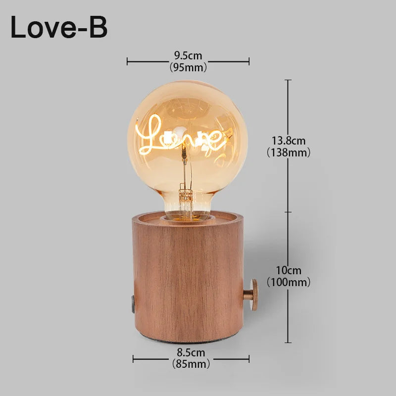 Vintage table lamp e27 retro amber wooden base desk lamps for bedroom living room home art display cafe bar studio