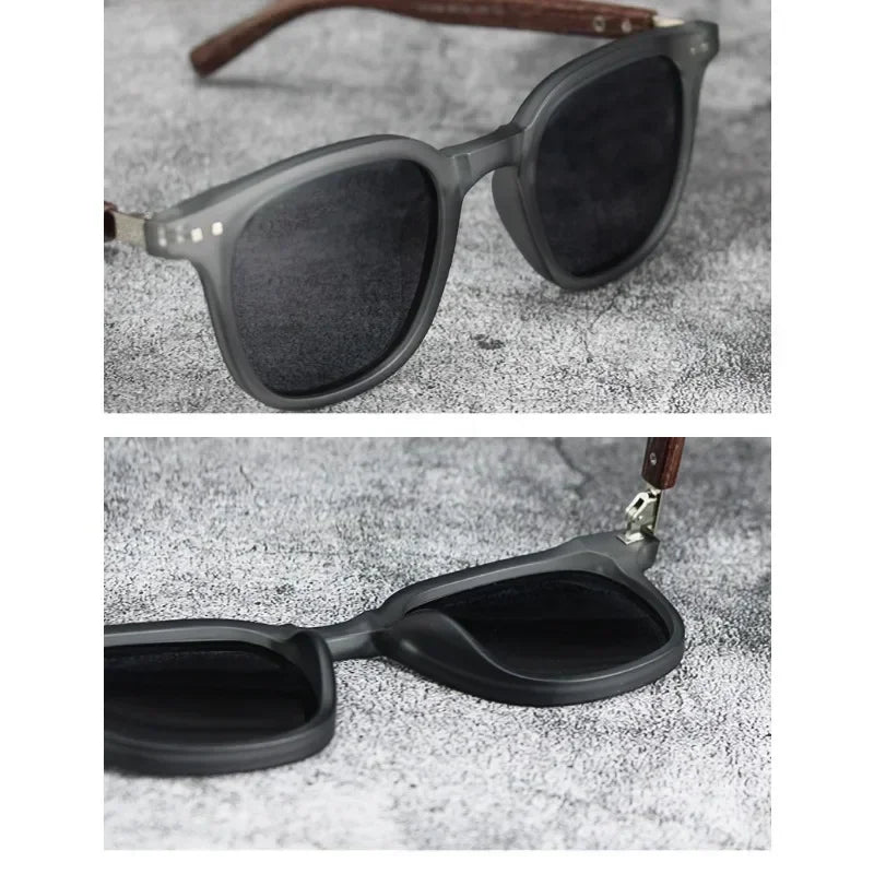 Sunglasses for men women’s trendy retro wood grain polarized uv protection eyewear cycling outdoor street photography