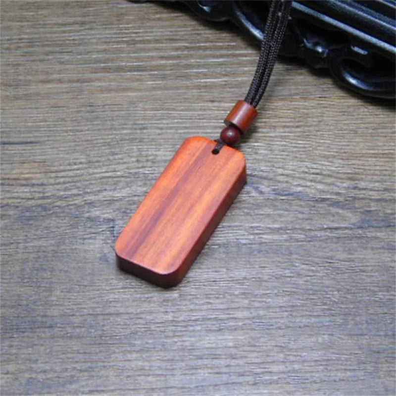 Ethnic style ebony rectangle wooden pendant necklace for men jewelry personality wood lady birthday gift - red