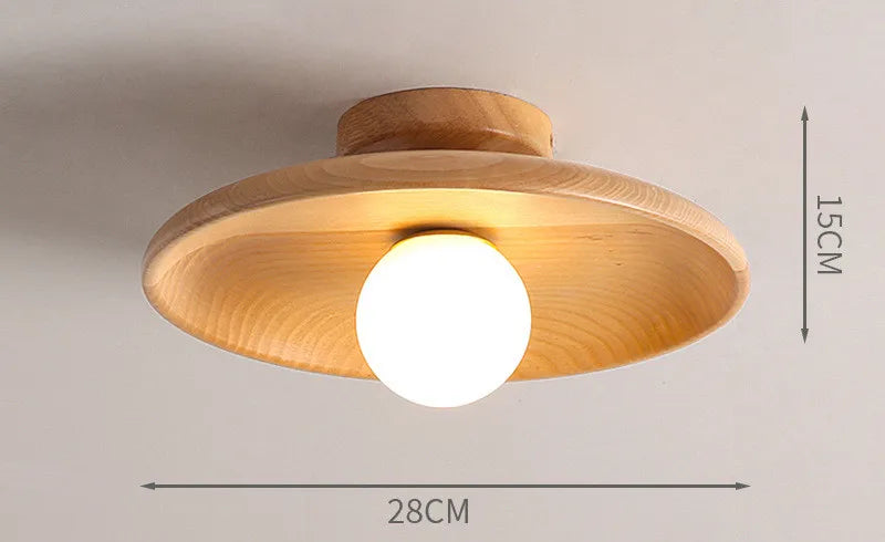 Modern wooden ceiling light log color walnut wood lamps for aisle corridor passway stairs surface lighting g9 - d28cm