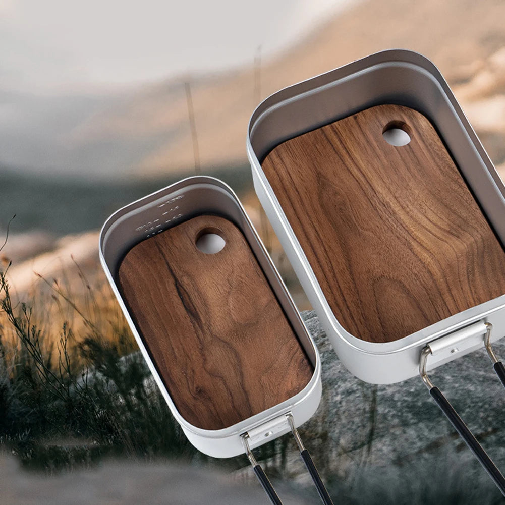 Bento box cutting board lightweight portable plate with hole reusable multipurpose camping cooking supplies - trumpet 1