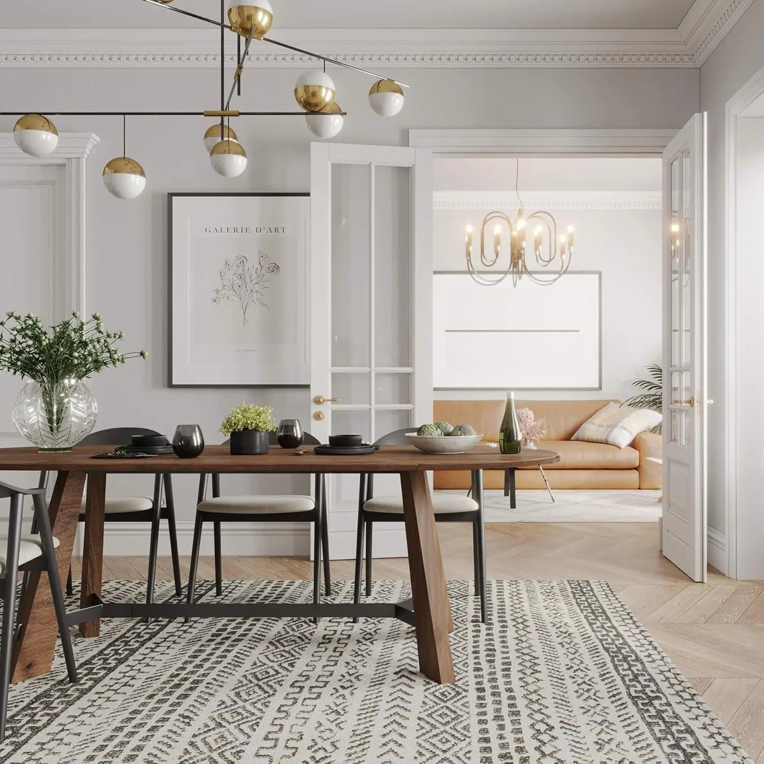 70.86in rustic oval dining table for 6-8 person farmhouse wood kitchen with sturdy tapered legs gathering meeting home