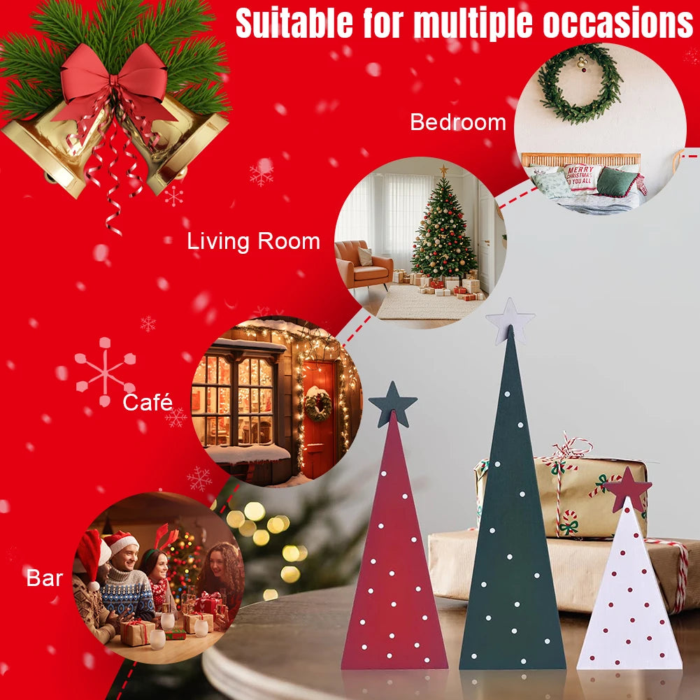 3pcs xmas trees tabletop decorations detachable star christmas tree wood sign multi-purpose for fireplace farmhouse