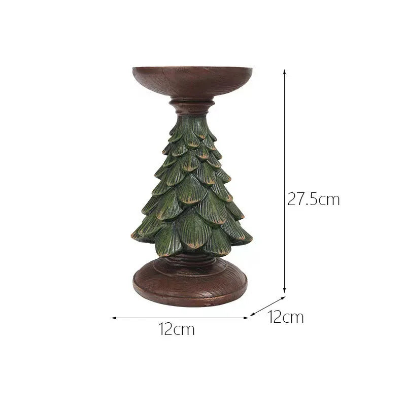 Christmas tree candle holder ornaments ins style european home living room desktop decoration crafts wooden - 1pc