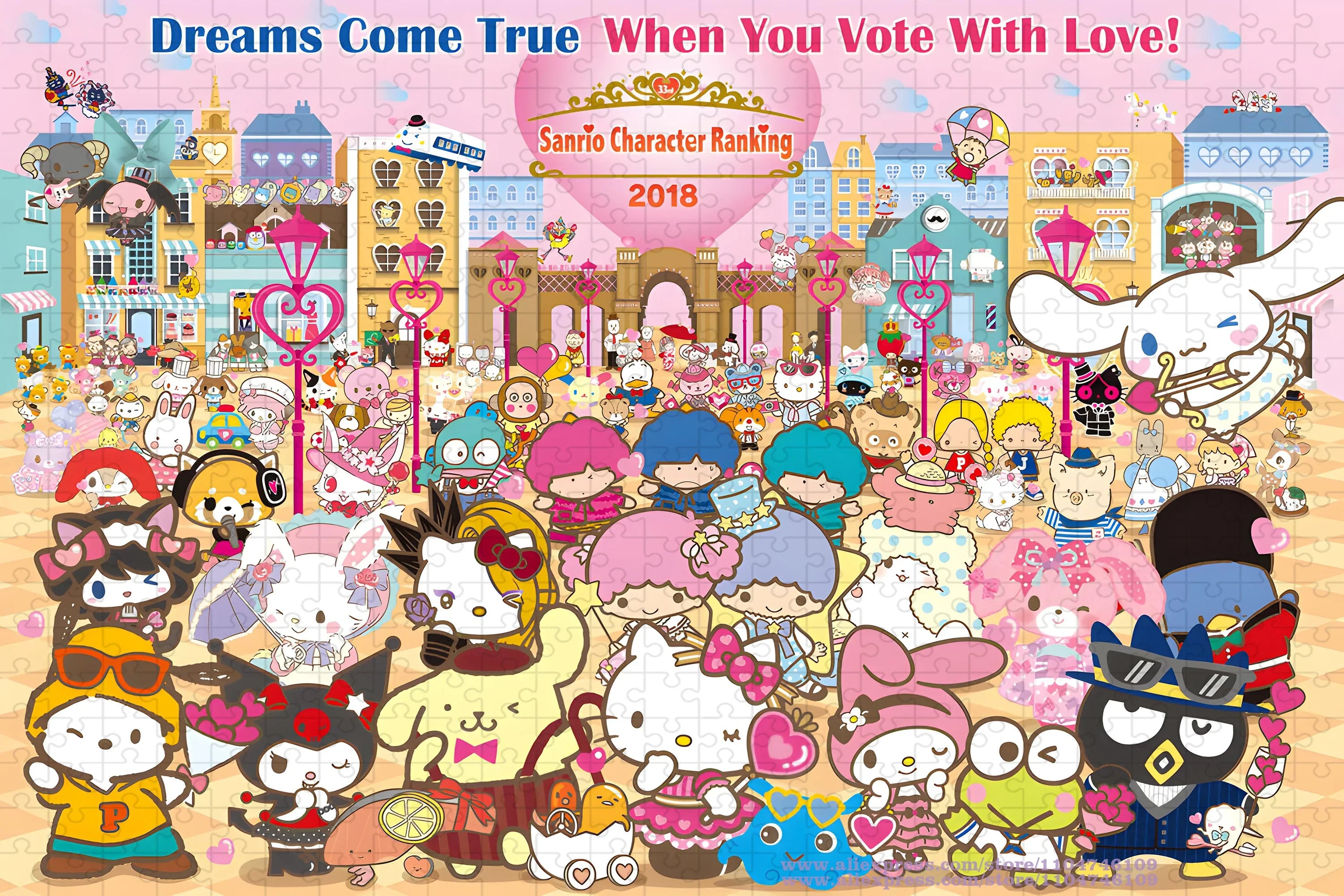 Sanrio characters puzzle jigsaw 108/200/300/500/1000/1500pcs hello kitty puzzles wooden toys anime - 500 pieces 2mm