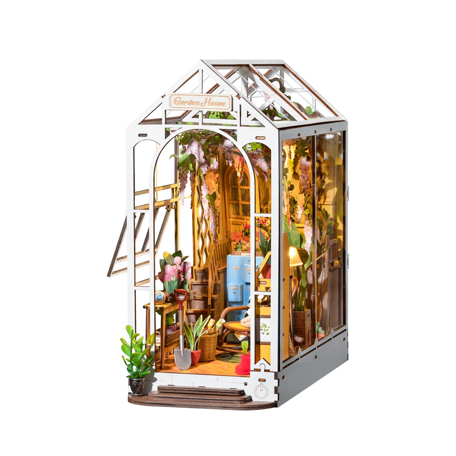 Robotime rolife diy book nook wooden miniature doll house for bookshelf insert furniture - tgb06 gardenhouse / china