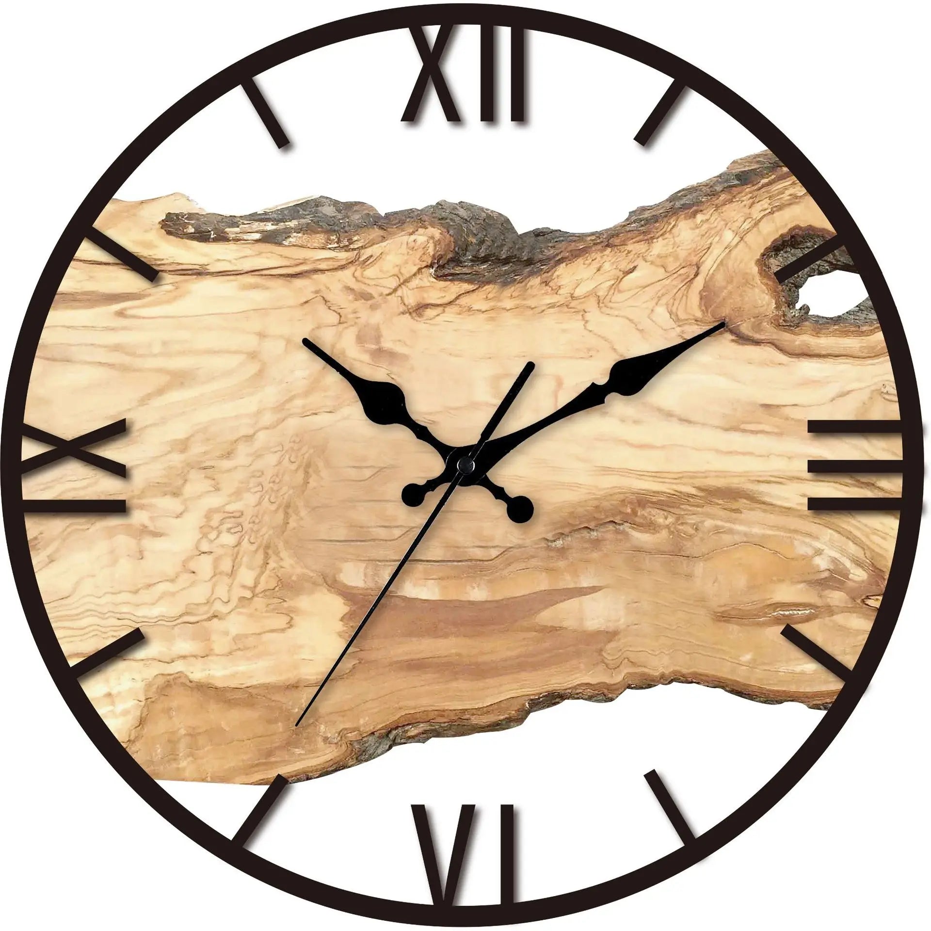 New 12 inches nordic simple acrylic wall clocks wood grain texture clock living room decorative fashion silent - 2