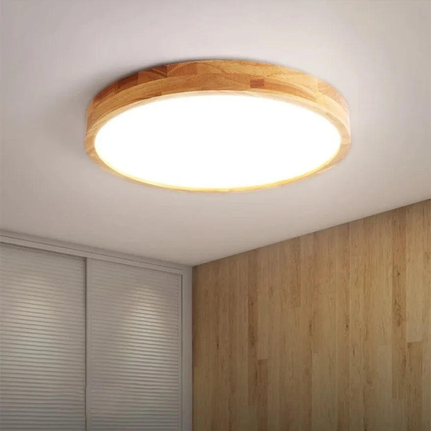 Nordic solid wood led ceiling light round grain lighting lamps kitchen living room bedroom indoor home decor lamp