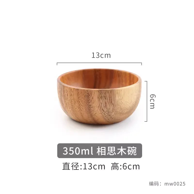 Home wooden bowl japanese acacia salad large kneading tableware - 13x6cm