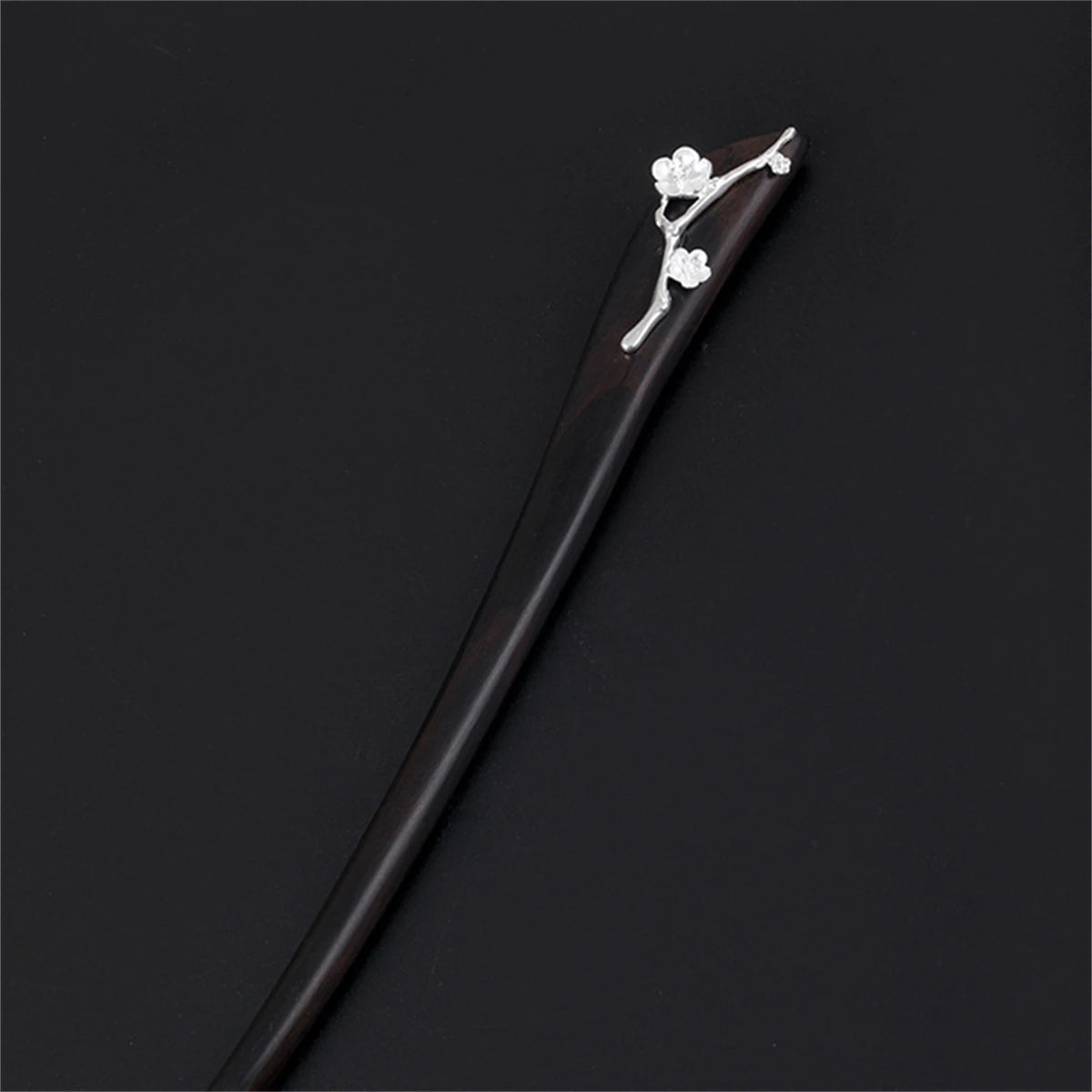 New 100% s925 pure silver women’s men retro hairpin ebony wood magnolia blossom chinese style hanfu hair accessories