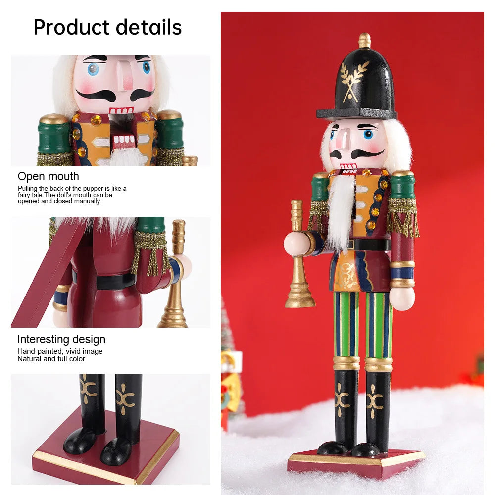 Nutcracker soldier puppet wooden statues handicraft doll toy christmas navidad new year gift home decoration 30cm