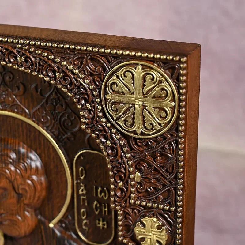 High quality religious holy family catholic wood carving byzantine icon plaque jesus home hanging decor - (christian)