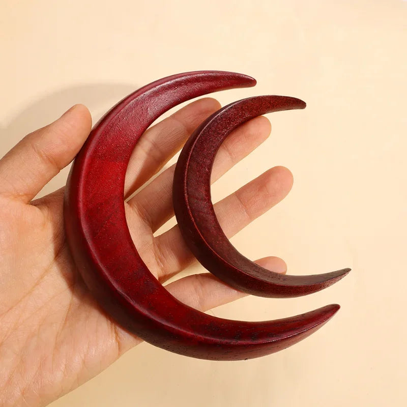 Simple wood moon hair sticks hand carved wooden crescent forks for women long hairpin comb styling fashion accessories