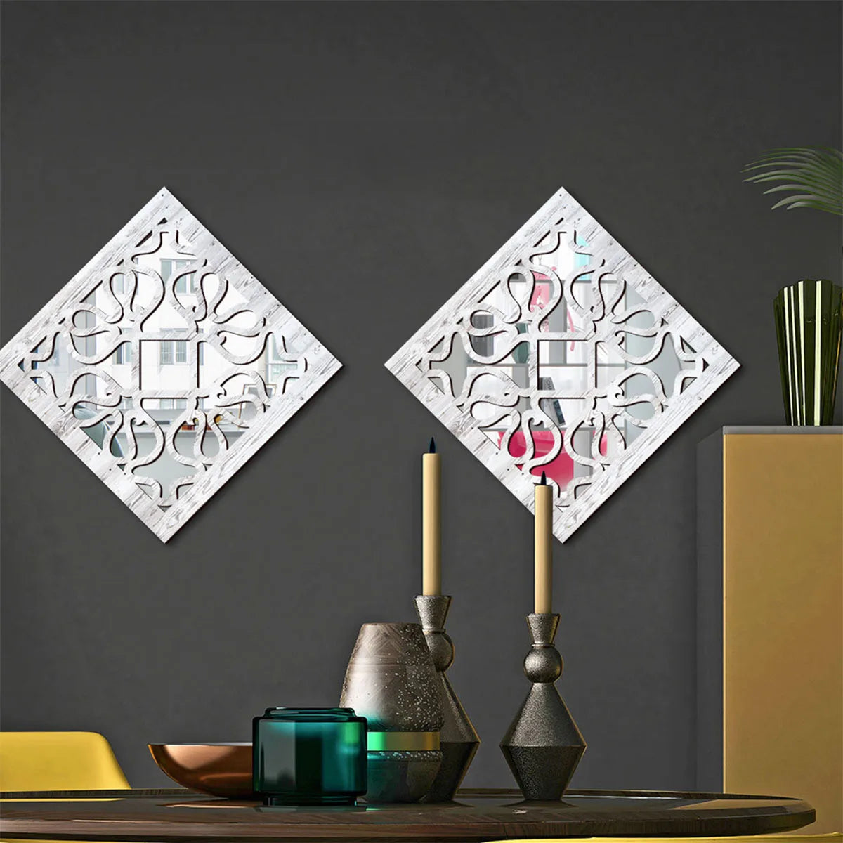 Rustic living room bedroom wall decor mirror wood farmhouse window frame hallway home decoration vintage decorative