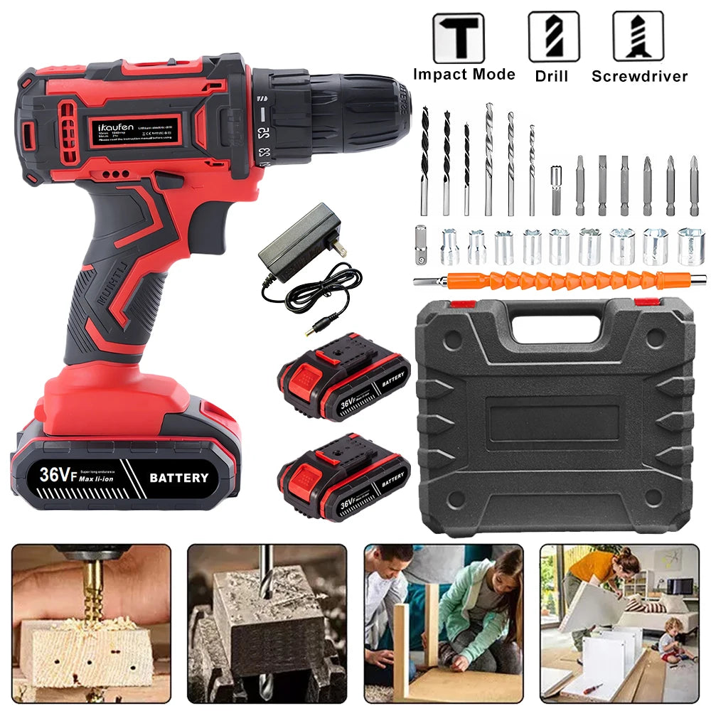 power-tools-professional-wireless-drill-electric-driver-woodwork-screwdriver-mechanical-battery-set-impact-drilling-machine