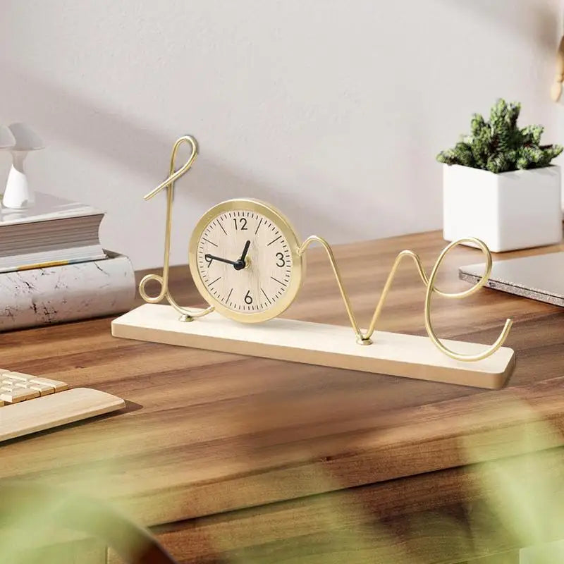 Table clock battery operated living room entrance mute desk abstract art ornaments modern luxury desktop decoration