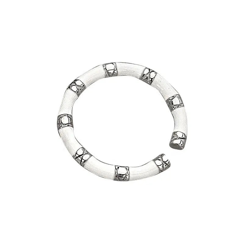 925 sterling silver luxury jewelry black white bamboo adjustable rings for women couple accessories wholesale jewellery