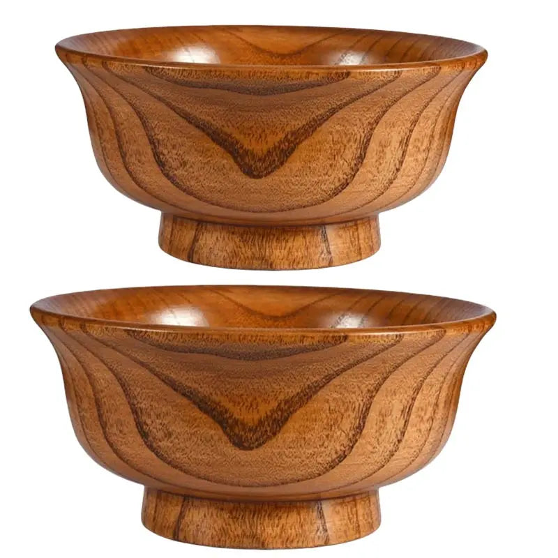 Natural wood bowl sauce salads salad ramen bowl,anti edge high foot milk tea wooden restaurant creative anti scald