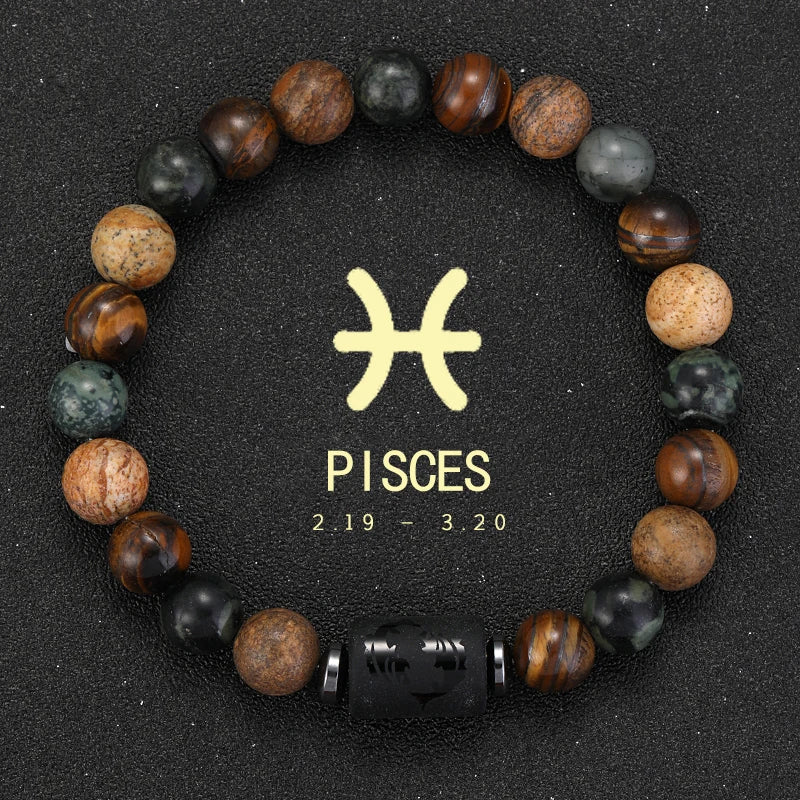 12 zodiac bracelets natural stone cancer virgo leo libra bracelet couples friendship gifts jewelry pulsera hombre