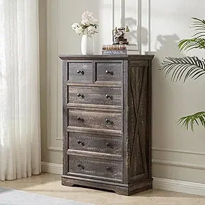 7 drawer dressers farmhouse dresser chest of for bedroom modern wood with charging station dr - dark rustic oak