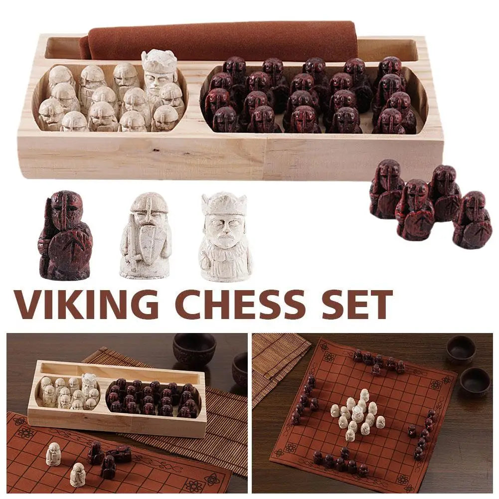 New traditional strategy portable board game crafted for adults kids classic two player tabletop travel vintage viking