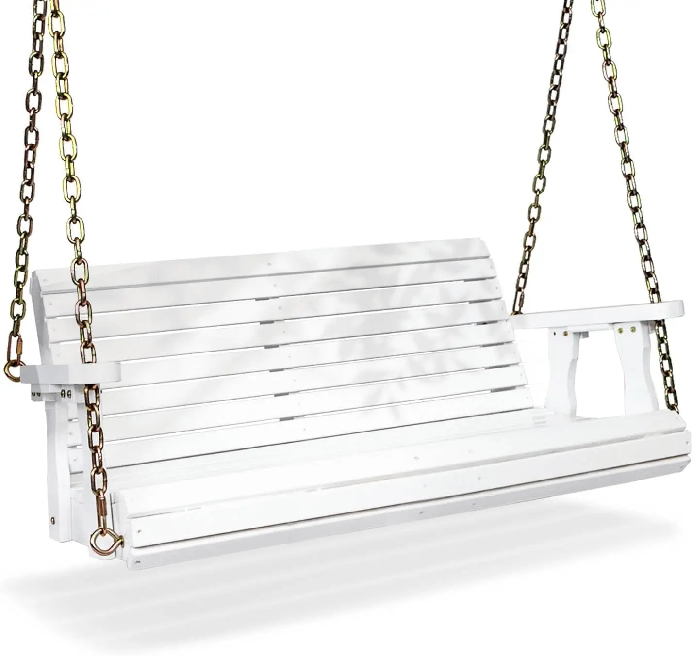Upgraded patio wooden porch swing for courtyard & garden heavy duty 880 lbs chair bench with hanging chains - white