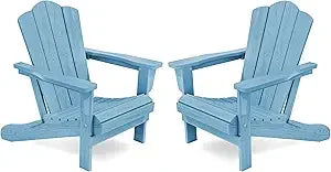 Kingyes 2-piece folding adirondack chair set - durable hdpe patio chairs with wooden texture for outdoor use - united