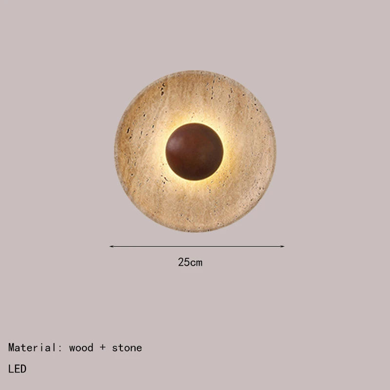 Mdoern natural stone wall light sconce dark wood 25cm 110-220v atmosphere lamp for foyer dining room bedroom stairs