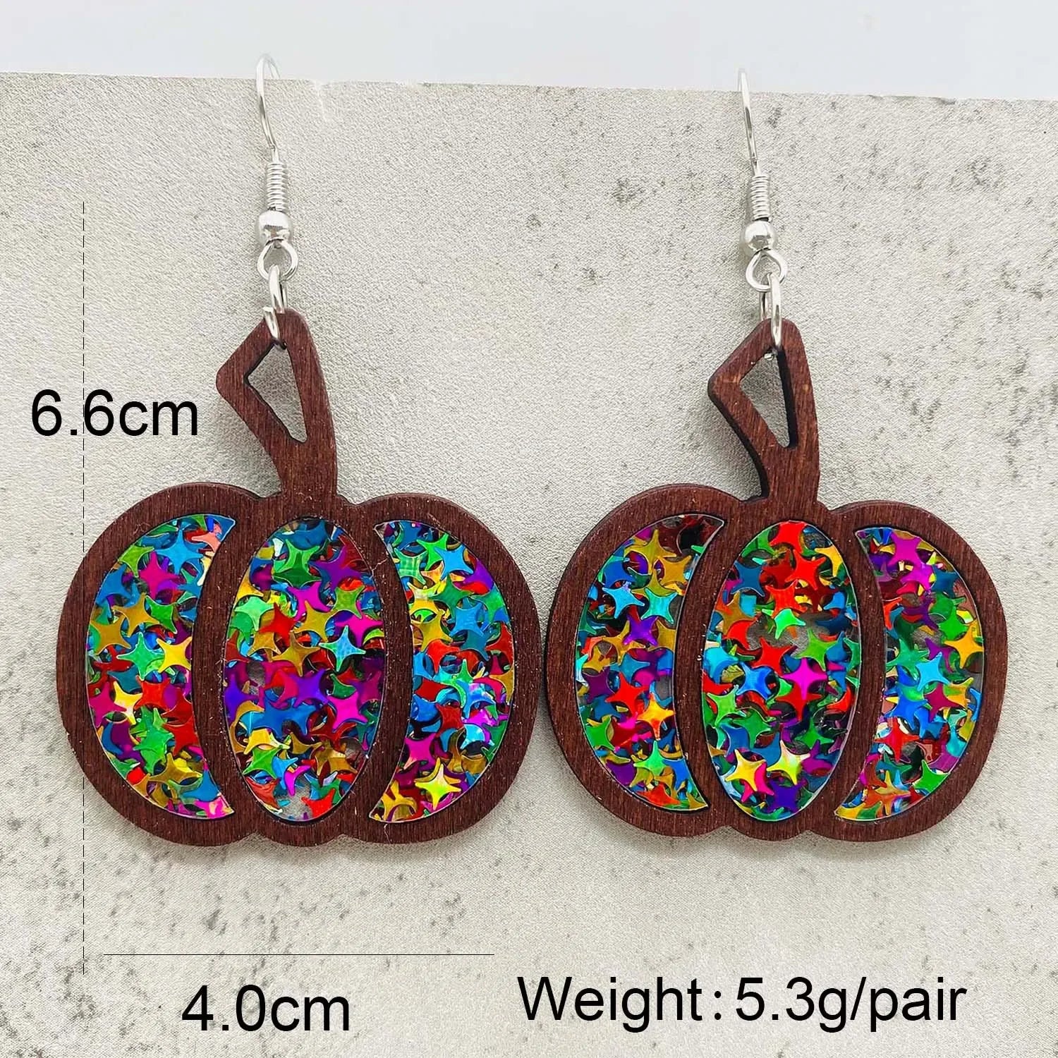 New autumn thanksgiving earrings halloween pumpkin wooden inlaid acrylic glitter jewelry for women gifts - earring