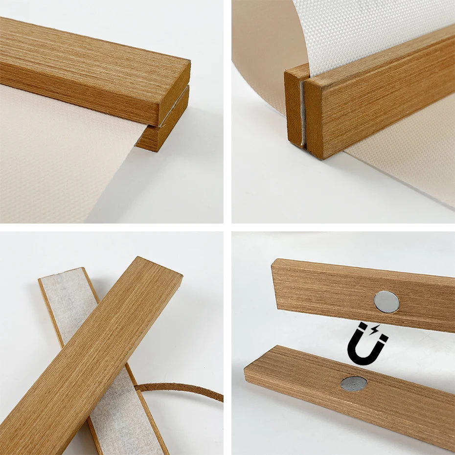 Magnetic wooden picture hanger frames poster photos wall art canvas prints paintings teak pine wood living room home