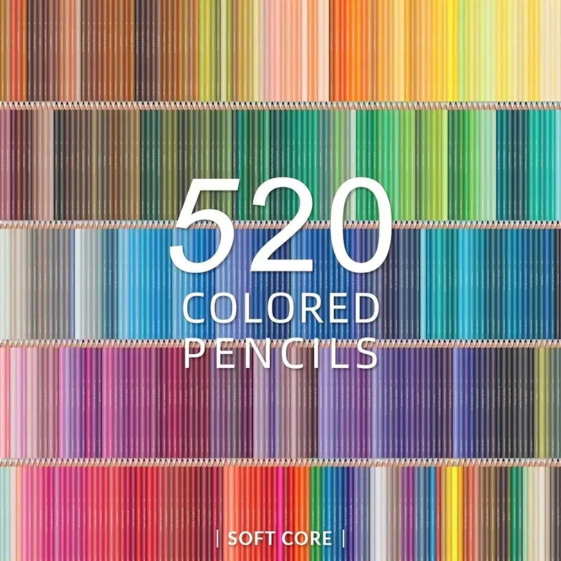 520 professional colored pencils,set of colors,artists soft core with vibrant color,ideal for drawing sketching shading