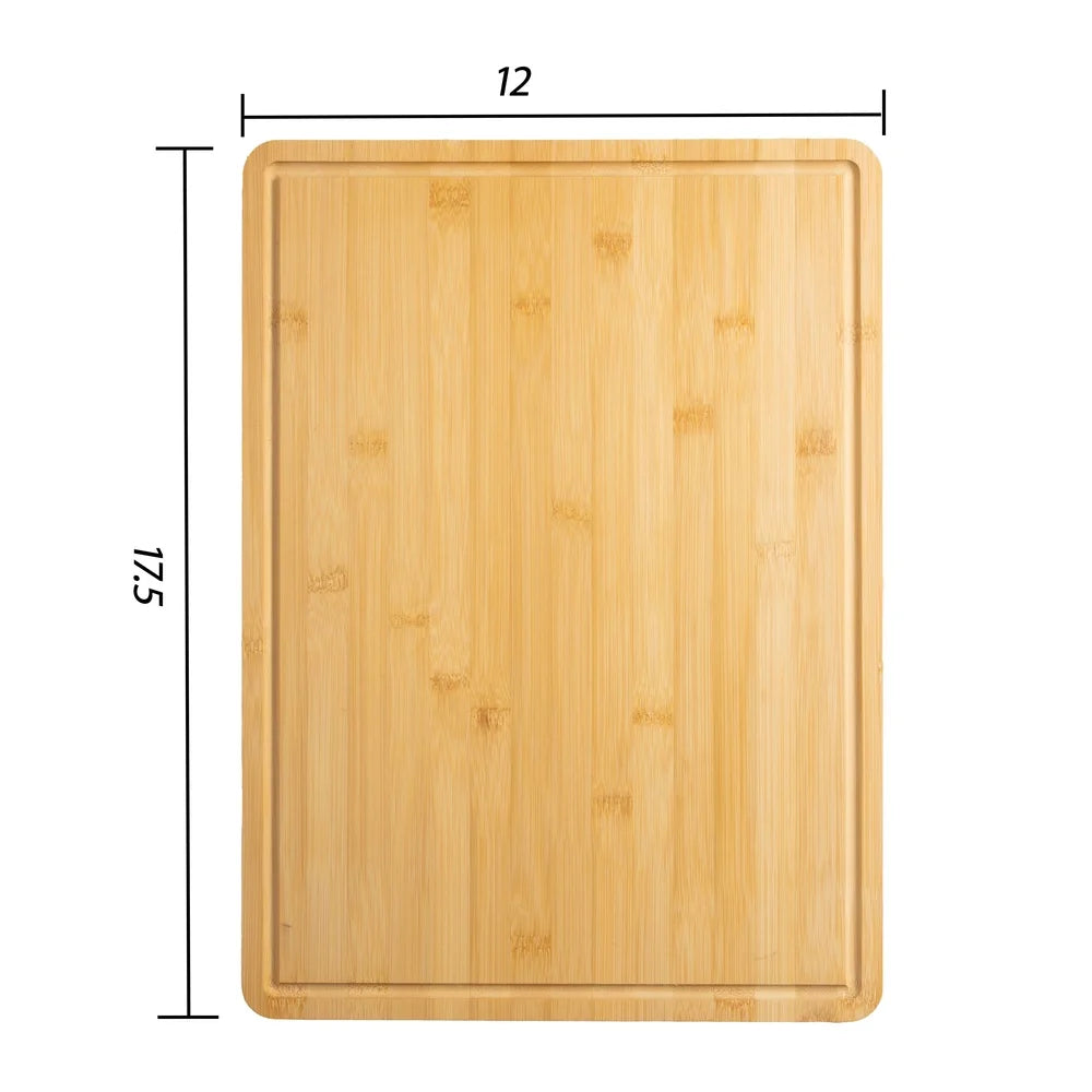 Non-slip bamboo cutting board with juice groove built-in handles eco-friendly kitchen essential durable food prep tool