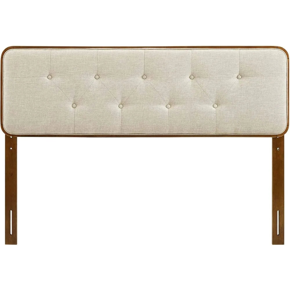 Walnut beige tufted queen headboard with fabric and wood collins style - united states