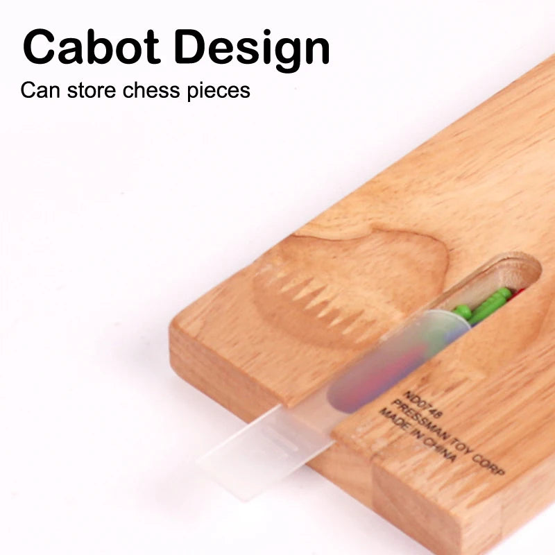 Wood cribbage board game classic 3 track with 9 pegs portable card for adult indoor & outdoor - beige