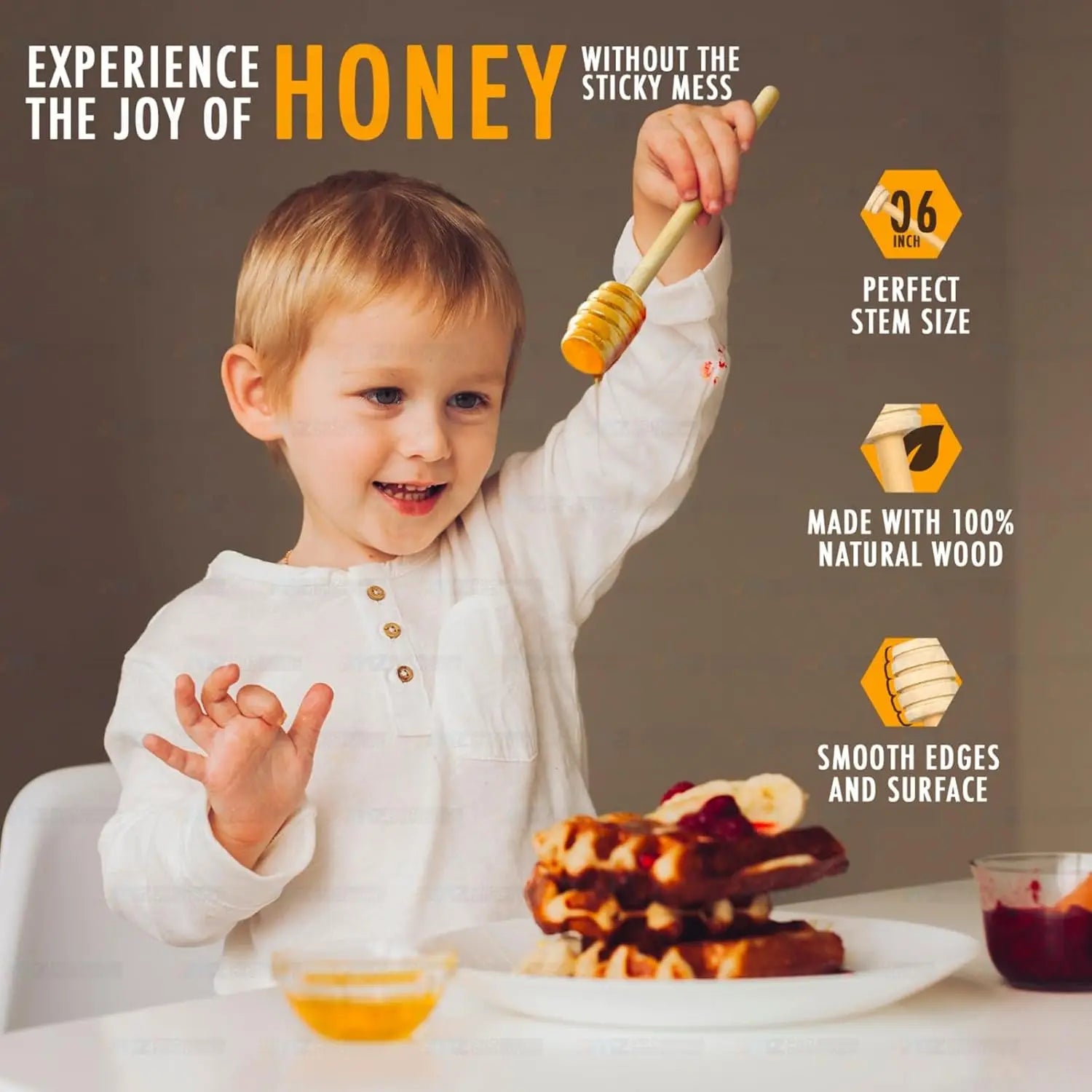 Wooden honey dipper mini honeycomb stick stirrer for jar dispense drizzle and wedding party present