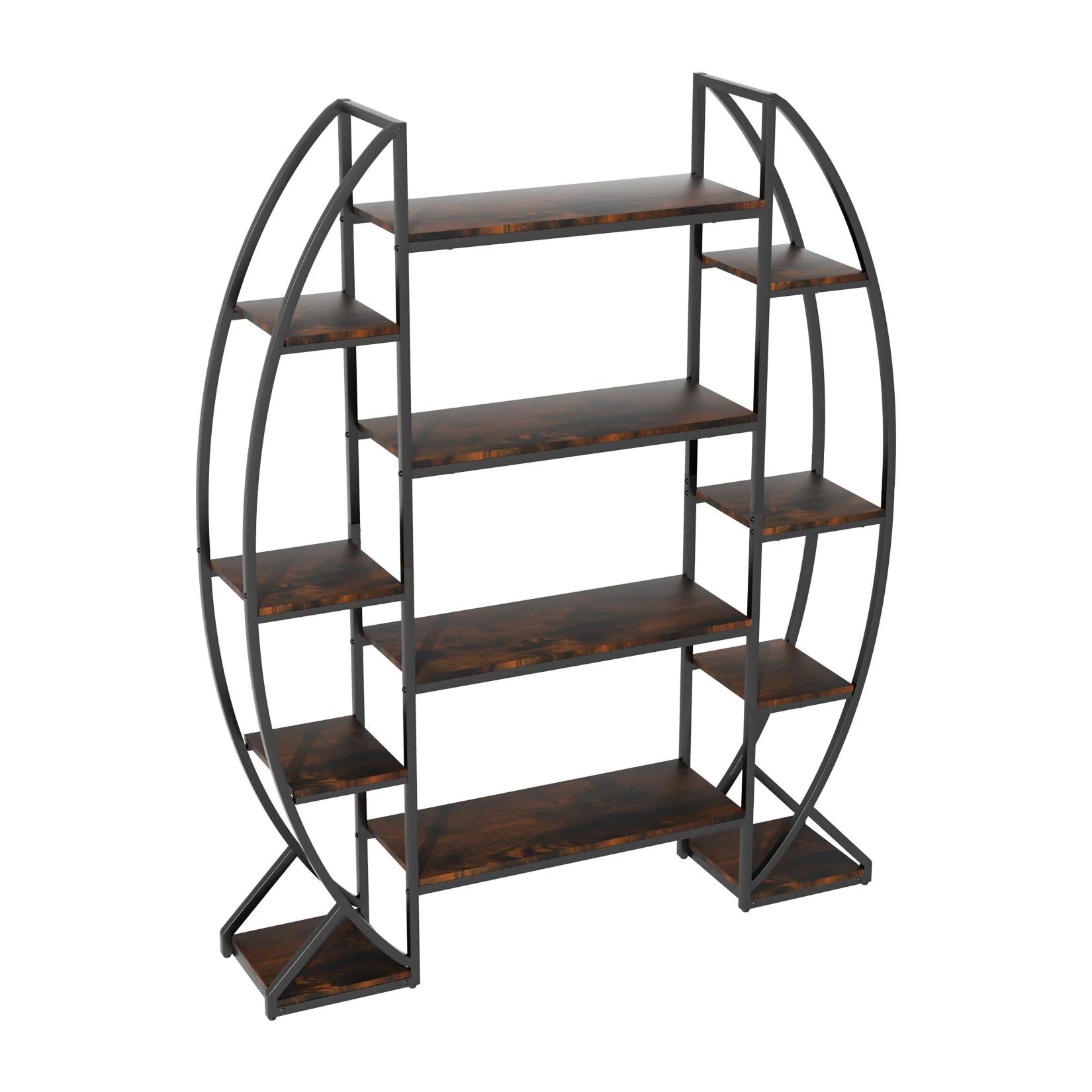 Large 5 tier metal wooden plant stand flower display shelf living room bookshelf - brown / germany